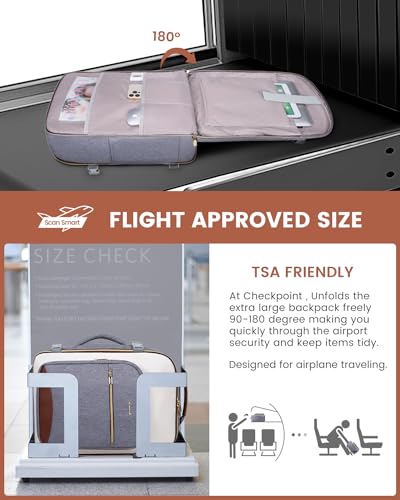 LOVEVOOK 50L Travel Backpack for Women & Men, Airline Approved Carry On Luggage with 3 Packing Cubes, TSA Overnight Bags, Waterproof Personal Item Bag, Weekender Essentials Backpacks fits 17" Laptop - color: Grey-beige-brown, size: X-Large