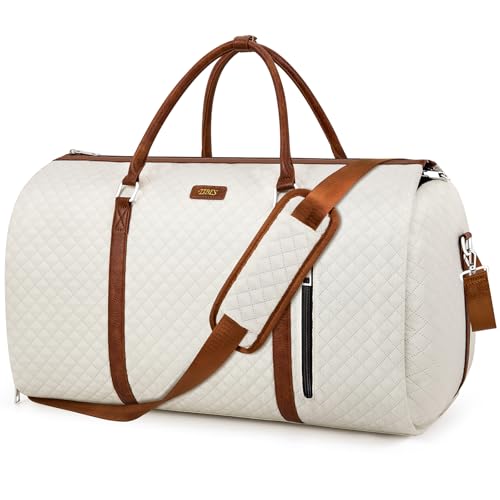 Convertible Garment Duffle Bags for Travel - Carry On Garment Bags With Toiletry Bag, Large Weekender Bags for Women Men 2 in 1 Hanging Suitcase Suit Travel Duffel Bags (White) - color: 3-White