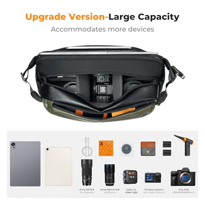 K&F CONCEPT Camera Sling Bag Crossbody Bag Waterproof Camera Shoulder Backpack DSLR/SLR/Mirrorless Camera Case - color: 12 Green Large