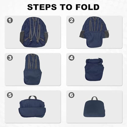 HOLYLUCK 20L lightweight packable Hiking Daypack Foldable Backpack for Men Women Small Travel Outdoor Foldable Shoulder Bag-dark blue - color: Dark Blue