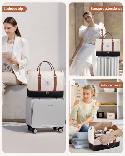 LOVEVOOK 2 in 1 Garment Bag for Women with Shoe Pouch, Convertible Hanging Suit Bag Suitcase, Carry On Travel Duffel Bag with Toiletry Bag, Waterproof Weekender Bag for Business, Trip, Wedding