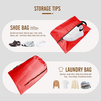 8 Set Compression Packing Cubes for Travel, Expandable Luggage Organizer with Shoe Bag & Laundry Bag - Lightweight Suitcase & Backpack Travel Essentials (Red) - color: Red