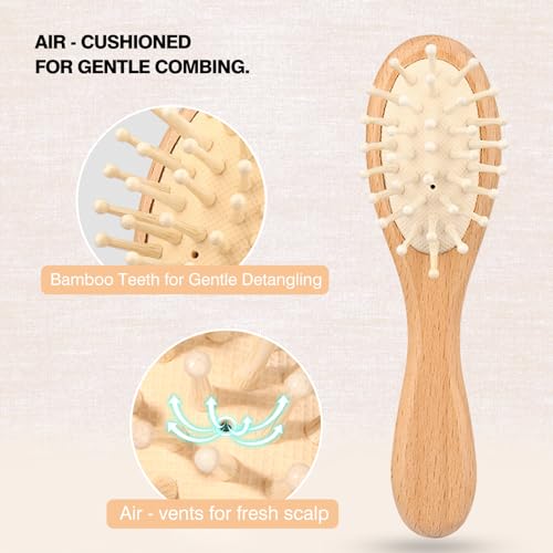 Baby Grooming Kit,Baby Health Care Kit,Baby Brush Soft Bristles Baby Nail Kit Nursery Care Kit Set (3pcs Wooden) - color: 3pcs Wooden