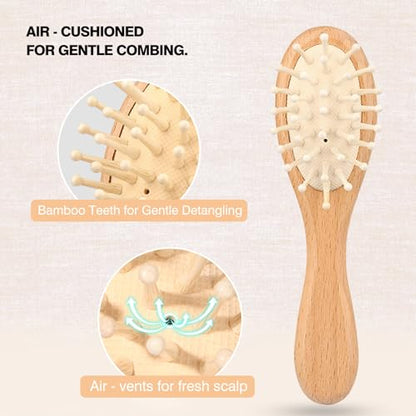 Baby Grooming Kit,Baby Health Care Kit,Baby Brush Soft Bristles Baby Nail Kit Nursery Care Kit Set (3pcs Wooden) - color: 3pcs Wooden