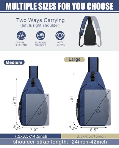 Pritent Crossbody Bags for Women Men Trendy Sling Bag Backpack Casual Chest Bag with Convertible Shoulder Strap - color: Blue, size: Large