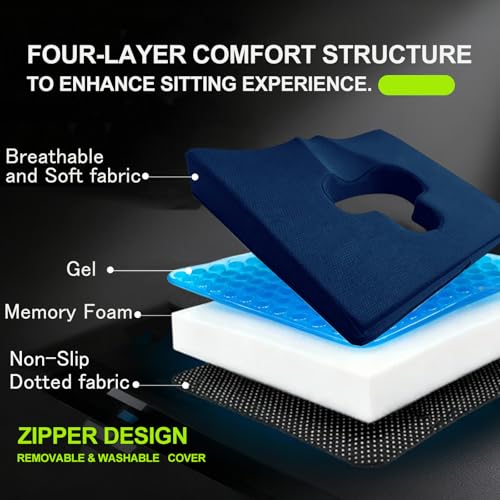 Gel Wheelchair Seat Cushion,Bed Sore Cushions for Butt,Gel Cushion for Pressure Relief,Donut Pillow for Tailbone Pain Relief,Sciatica,Coccyx,hemorrhoid Pillow,Cushion for Office Chair(Blue) - color: Blue