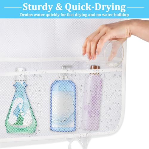 2 Pack Mesh Shower Caddy Hanging Organizer with 7 Pockets, Quick Dry Bathroom Storage Bag, Cruise Cabin and Dorm Essentials for Travel, Toiletry Organizer for Shampoo Soap