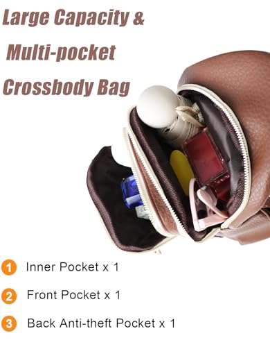 Mothers Day Gifts for Mom Grandma Nana Aunt Teacher Nurse Crossbody Bags Gifts for Women Birthday Gift for Her Family Small Crossbody Sling Bag Fanny Pack Chest Travel Purse zChristmas Gift Ideas - color: Brown