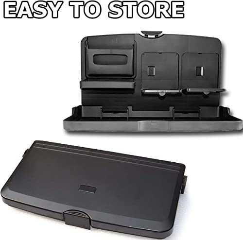 VaygWay Foldable Car Food Tray Holder Multi- Functional Portable Auto Food and Drink Holder– Black Eating Organizer Backseat Car Tray – Kids Table Food Holder Desk- Laptop, Meal (2 Pack Black) - color: 1 Pack Black