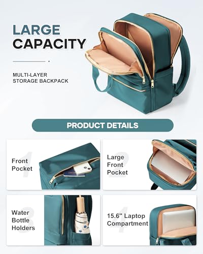 wepadre Small Travel Backpack Carry on Flight Approved Personal Item Travel Bag Carry on Backpack for Women Work Laptop Backpack for Traveling Carry on Luggage Mochila De Viaje - color: Peacock Blue