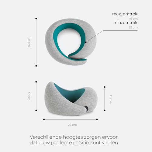 Ostrichpillow Go Neck Pillow, Travel Pillows for Airplanes, Premium Memory Foam Travel Pillow, 360º Ergonomic Design, Asymmetrical Sides, Travel Bag Included, Washable Modal Cover - color: Blue Reef
