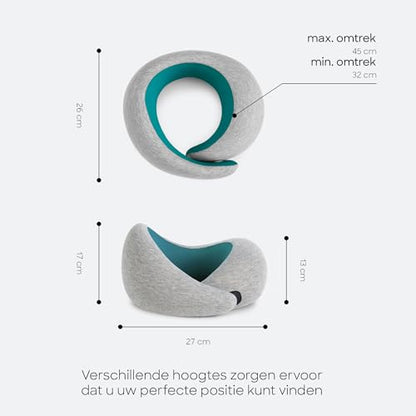 Ostrichpillow Go Neck Pillow, Travel Pillows for Airplanes, Premium Memory Foam Travel Pillow, 360º Ergonomic Design, Asymmetrical Sides, Travel Bag Included, Washable Modal Cover - color: Blue Reef