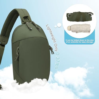 Small Sling Bag with RFID Blocking, Mini Fanny Pack for Women Men, Convertible Crossbody Anti Theft Chest Bag for Travel Hiking Running, Dark Green - color: Dark Green