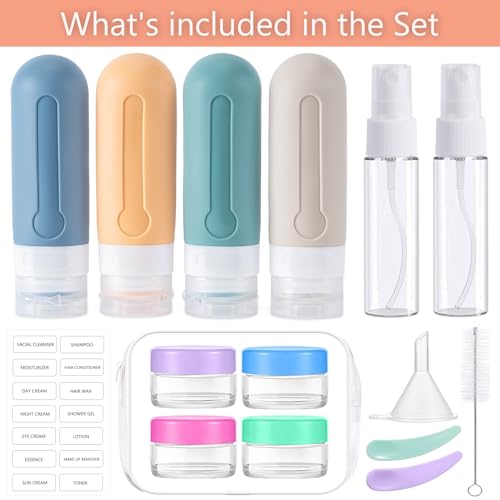 MODENGKONGJIAN 16 Pack Travel Bottles for Toiletries,TSA Approved Silicone Squeezable Travel Shampoo Bottles, 3oz Leak Proof Refillable Toiletry Cosmetic Containers（16 Pcs/Light Yellow） - color: 16PCS/Light Yellow