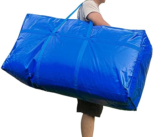 66 Gallon Extra Large Storage Bags, Huge Moving Bags Heavy Duty with Zipper and Stronger Handles, Big Foldable Duffle Bag for Travel - Waterproof Material Protects from Dust and Moisture - Storage - color: Blue, size: 250L, 1 Pack