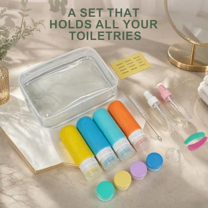 16 Pack Travel Bottles for Toiletries, Silicone TSA Approved-Containers for Toiletries, 3oz Silicone Travel Bottles Set Leak Proof Refillable Liquid, Shampoo and Conditioner Travel Toiletry Bottles - color: Green