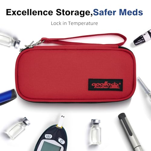 apollo walker Insulin Cooler Travel Case Diabetic Medication Cooler with Ice Packs and Insulation Liner insulin travel case tsa approved - color: Red, size: Small