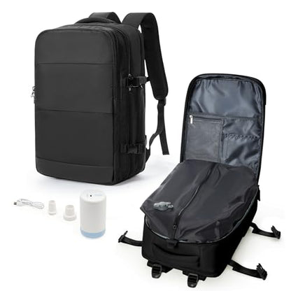 Vacuum Backpack Travel with Pump, Travel Carry On Backpack with Vacuum Compression System, Mochila de viaje compresion al vacio - Black - color: B- Black