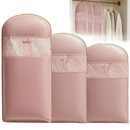 Space Saving Hanging Garment Bag With Self Compression Zipper,3 Pcs Garment Bags For Storage,Space Saving Hanging Garment Bags for Down Coat,Jackets Ect,Protects Clothes From Wrinkles（M,L,XL）