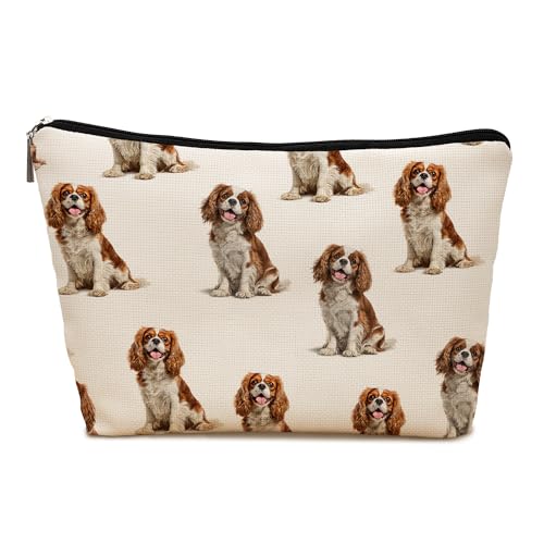 Cavalier King Dog Makeup Bag, Cavalier King Lovers Gifts Cosmetic Bag for Women, Dog Mom Lovers Owner Gifts for Women Christmas, Pet Lover Gift Zipper Travel Makeup Pouch for Purse - color: cavalier king