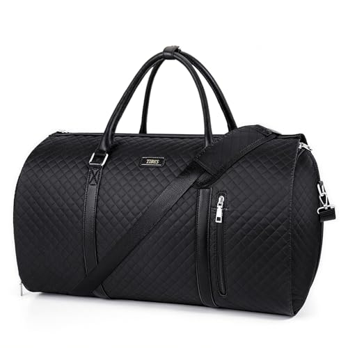 Convertible 2-in-1 Garment Bags for Travel, 50L Carry On Garment Duffle Bag With Shoe Compartment Large Weekender Bag for Women Men Hanging Suitcase Suit Travel Duffel Overnight Bags - color: 4-Black