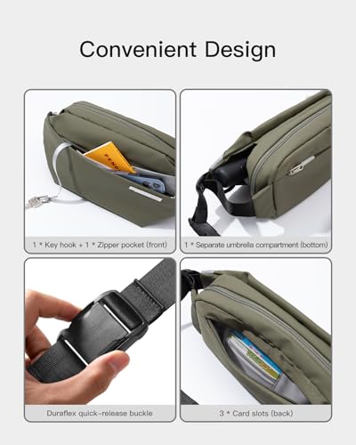 Inateck Sling Bag X, Multi-pocket Crossbody Shoulder Chest Bag with Adjustable Shoulder Strap, Water-resistant Waist Fanny Pack for Men, Women, Travel, Daily Use, Cycling, Hiking, Gray Blue, Large - color: Olive, size: Large