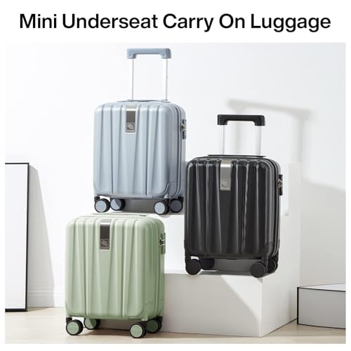 Hanke 14 Inch Underseat Carry On Luggage with Wheels Hard Shell Suitcases Carry On Bag Lightweight Small Mini Suitcase Travel Luggage for Travel（Bamboo Green） - color: Bamboo Green, size: Underseat 14 Inch