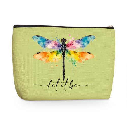 Dragonfly Print Women Makeup Bag, Green Gifts Cosmetic Bags Travel Organizer Bag Makeup Pouch, Sister Birthday Christmas Gift for Women Mom Friend, Dragonfly Gifts for Women - color: Multicolor 1568