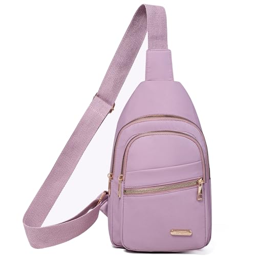 Banelu Crossbody Sling Backpack Sling Bag for Women, Small Cross Body Bag Crossbody Purse for Hiking Traveling Outdoors - color: I Lilac