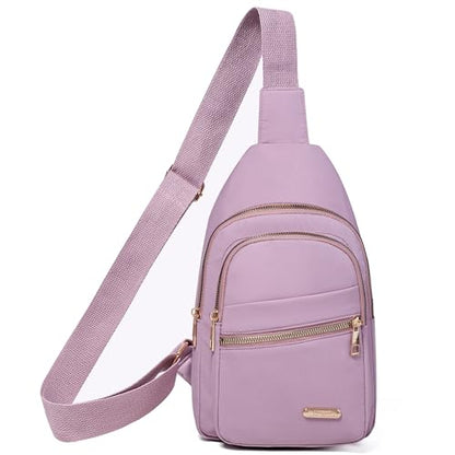 Banelu Crossbody Sling Backpack Sling Bag for Women, Small Cross Body Bag Crossbody Purse for Hiking Traveling Outdoors - color: I Lilac