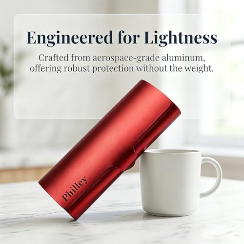 Philley Aluminum Ultra-Light Eyeglasses Case Hard Shell Nearsighted Glasses Case for Women & Men - color: Grapefruit Red