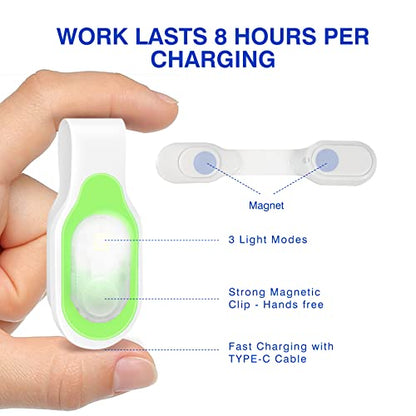 Nursing Night Light Clip on Rechargeable NightShift Nurse Light Hands Free LED Flashlights Running Lights for Walking Running Pets Outdoor Emergency (Green) - color: Green