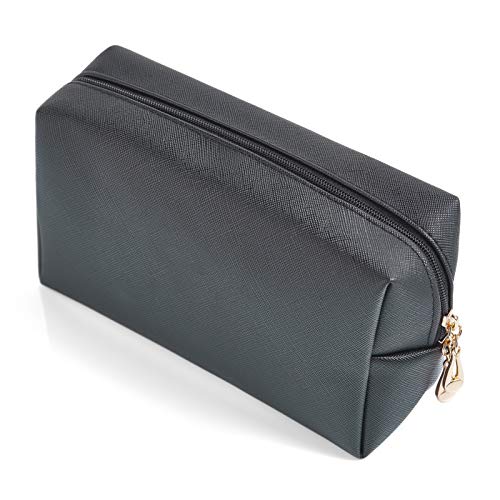 PU Leather Cosmetic Bag for Women Minimalism Makeup Bag for Daily Use Portable Storage Purse Small Neat Cosmetic Pouch Water-resistant Toiletry Bag for Travel(Black) - color: Black