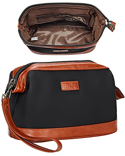 Relavel Travel Makeup Bag, Cosmetic Bag Makeup Organizer Bag Zipper Pouch for Purse Large Capacity Toiletry Bag Portable Waterproof Travel Accessories Skincare Make Up Bag, Brown - color: 03-Brown & Black, size: MEDIUM