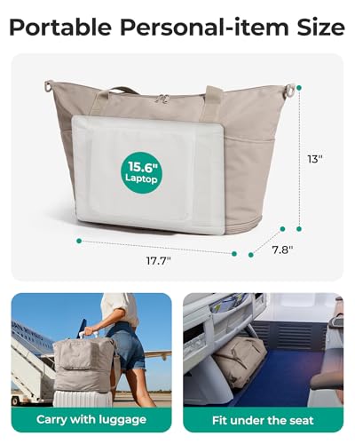 BAGSMART Foldable Travel Bag, 37L Expendable Personal Item Bag, Lightweight Weekender Bags for Women, Water Resistant Extra Carry on for Travel, Camel - color: Camel
