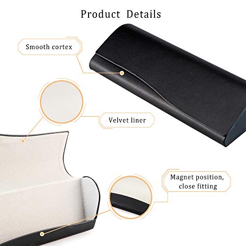 LifeArt Eyeglass Case Hard Shell, Portable Sunglass Case, Fashionable PU Leather Eyeglass Case, Lightweight - color: C_636_black