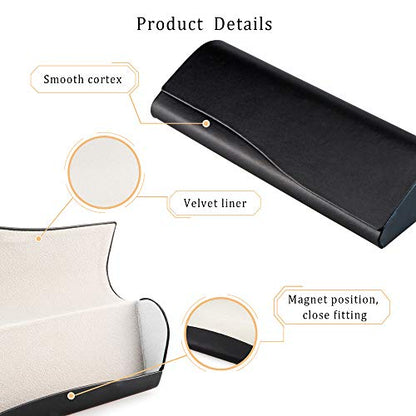 LifeArt Eyeglass Case Hard Shell, Portable Sunglass Case, Fashionable PU Leather Eyeglass Case, Lightweight - color: C_636_black