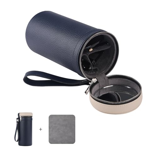 3 slots eyeglass case Leather sunglasses storage box, suitable for both men and women, Glasses Storage Holder Box - color: Blue/White