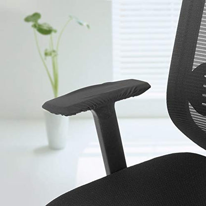 1 Pair Knitted Elastic Fabric Chair Armrest Covers Office Wheelchair Arm Rest Pad Elbows Forearms Pressure Relief slipcover (Black)