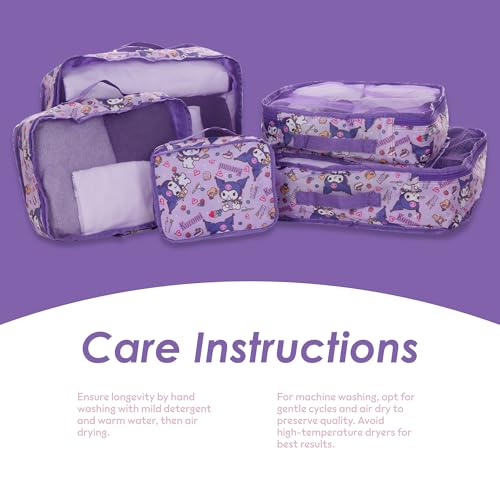 Sanrio's Hello Kitty Packing Cubes - 5 Piece Packing Cube Bags - Travel Essentials - Suitcase Luggage Organizer Set - Hello Kitty and Friends, My Melody, Kerromi, Kerropi, Badtz-Maru (Kerromi) - color: Purple