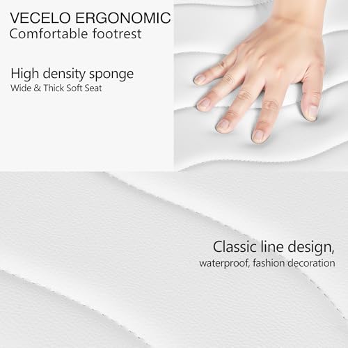 VECELO Under Desk Footrest, PU Ergonomic Foot Rest with Comfort Padding, Height Adjustable for Relieving Leg Pain, Stiffness, and etc, White - color: White