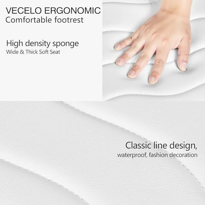 VECELO Under Desk Footrest, PU Ergonomic Foot Rest with Comfort Padding, Height Adjustable for Relieving Leg Pain, Stiffness, and etc, White - color: White