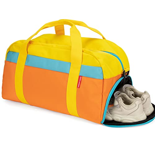 Kids Duffle Bag for Boys or Girls, Fit Sports Practice, or Overnight Travel Weekend (Orange) - color: Orange