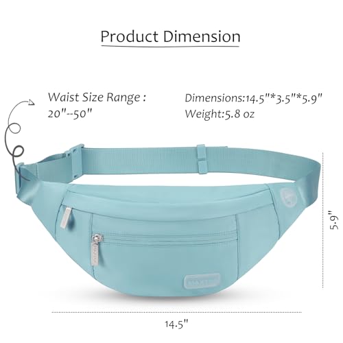 MAXTOP Large Crossbody Fanny Pack with 4-Zipper Pockets,Gifts for Enjoy Sports Festival Workout Traveling Running Casual Hands-Free Wallets Waist Pack Phone Bag Carrying All Phones - color: Dusty Blue, style: Large Fanny Pack(4 Zipper Pockets)