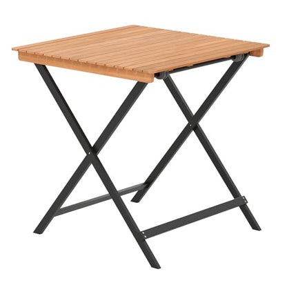 Tangkula 28-Inch Acacia Wood Patio Dining Table, Square Foldable Outdoor Table with Slatted Tabletop, Portable Outside Bistro Dining Table for Backyard, Porch, Balcony - size: 28"