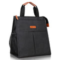 Lacdo Lunch Bag for Women Men Insulated Lunch Tote Bags Waterproof Reusable Lunch Box Soft Cooler with Pockets for Work Travel Picnic, Black - color: Black