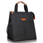 Lacdo Lunch Bag for Women Men Insulated Lunch Tote Bags Waterproof Reusable Lunch Box Soft Cooler with Pockets for Work Travel Picnic, Black - color: Black