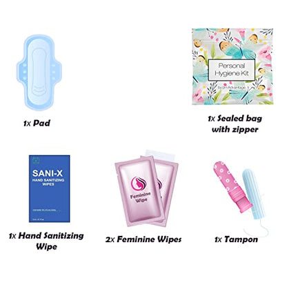 Menstrual Kit All-in-One 10 Pack | Convenience on The Go | Period Kit Pack for Travelling, Tweens & Teenager | Individually Wrapped Feminine Hygiene Product (Butterflies) - color: Butterflies
