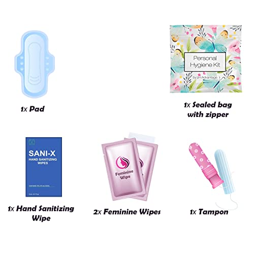 Menstrual Kit All-in-One 10 Pack | Convenience on The Go | Period Kit Pack for Travelling, Tweens & Teenager | Individually Wrapped Feminine Hygiene Product (Butterflies) - color: Butterflies