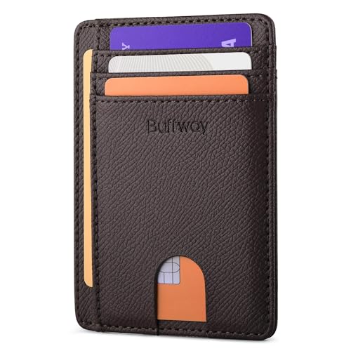 Buffway Slim Minimalist Front Pocket RFID Blocking Leather Wallets for Men and Women - Galaxy Coffee - color: Galaxy Coffee